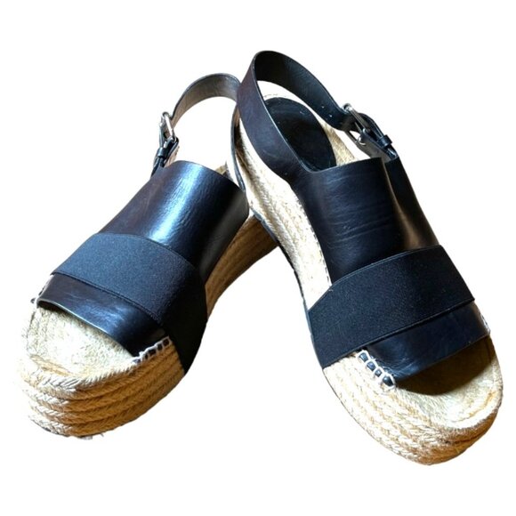 Balenciaga Shoes - Balenciaga Flat Leather Raffia Platform Sandals